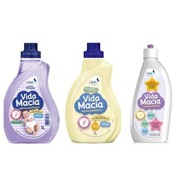 Imagem de Kit Bebê Vida Macia: 1 Lava Roupas 1 litro + 1 Amaciante Camomila 1 litro + 1 Tira Manchas 500 ml