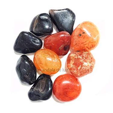 Imagem de Kit de 10 Pedras Naturais Pequenas de Cornalina e Ônix