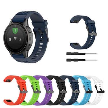 Imagem de Pulseira Silicone LTIMPORTS, compativel com Fenix 8 de 43mm e Fenix 7S/6S/5S/5S Plus (QFIT20) (Azul Escuro)