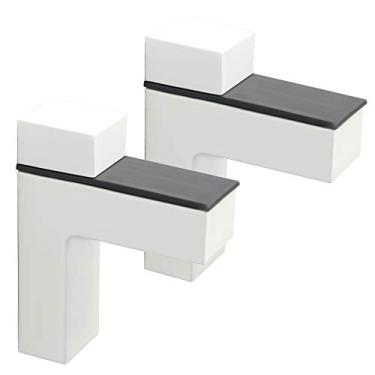 Imagem de Alise Suporte de prateleira flutuante ajustável, suportes resistentes suporte de clipe de grampo para 3-30 mm prateleiras de placa de acrílico de madeira de vidro montagem na parede, acabamento branco, BL008W-2P, pacote com 2