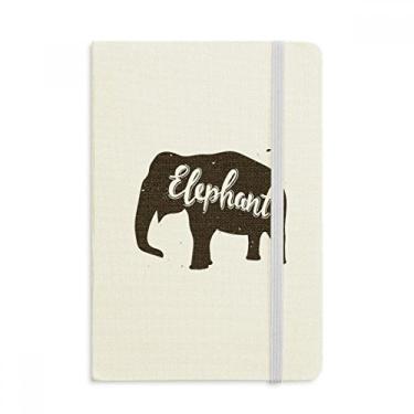 Imagem de Caderno de animal preto e branco com elefante, capa dura de tecido, diário clássico