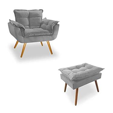 Imagem de Poltrona + Puff Linda Platinum Decor Cinza
