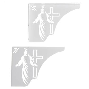 Imagem de Mão Francesa Decorativa 20cm Jesus Cristo Ressuscitado Aço Branco Zarg