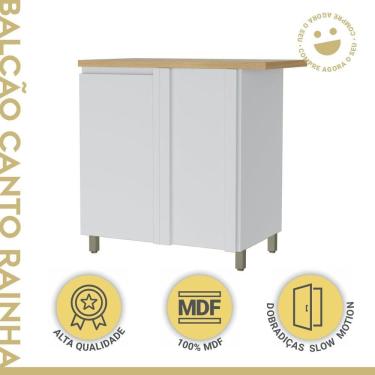 Imagem de Balcão Canto Direita Esquerda 1 Porta Rainha 92X52Cm 100% Mdf Branco/Marrom