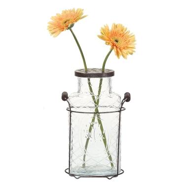Imagem de Creative Co-Op Vaso de vidro em suporte de metal com tampa de sapo de metal, grande, transparente
