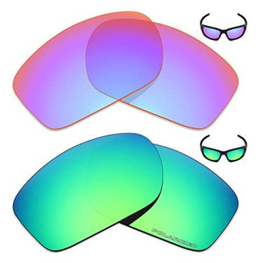 Imagem de Mryok+ 2 pares de lentes polarizadas de substituição para óculos de sol Oakley Valve New 2014 – Rosa cobalto/verde esmeralda