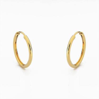 Imagem de Brinco Argola Unissex Básica Lisa Banhado A Ouro 18k 2,5cm