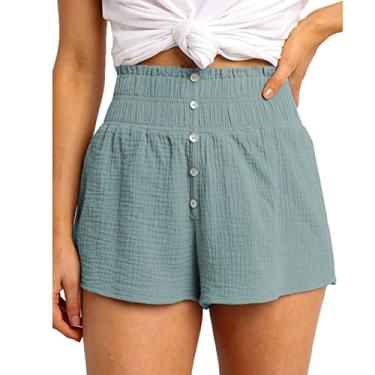 Imagem de Shorts de verão, shorts de cintura alta respiráveis ​​​​da moda para férias para uso diário M