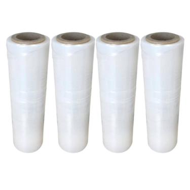 Imagem de Bobina Filme Stretch Transparente Manual 50Cm 16Kg Kit 4 Bob