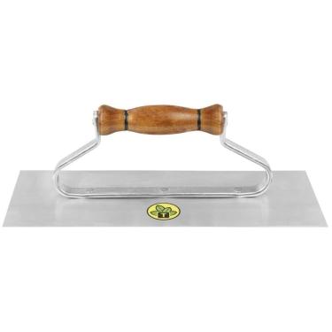 Imagem de Desempenadeira Metálica De Base Lisa Tramontina Para Gesso Sem Dentes Com Cabo De Madeira