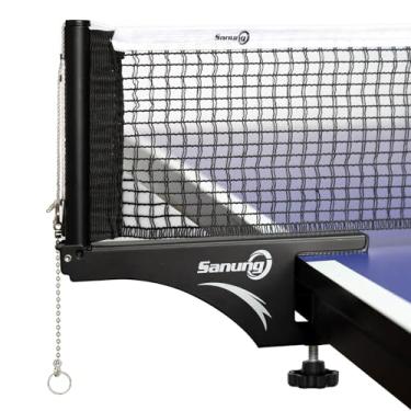 Imagem de Sanung S207 Conjunto de rede de tênis de mesa e poste, clipe de rede de malha dobrável Ping Pong com suporte de aderência de alta resistência parafuso ajustável kit de fixação para competição de treinamento profissional