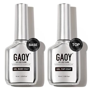 Imagem de GAOY 16ml 2 Pcs Glassy Gel Top Coat and Base Coat Set,No Wipe Foundation Combination for UV Light Cure Nail Polish