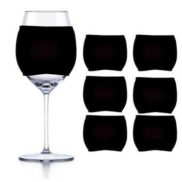 Imagem de TahoeBay Mangas de taça de vinho em branco (pacote com 6) Ornamentos isolantes de neoprene para sublimação, tinta infusível, identificação de bebida de vinil de transferência de calor 340 g acessórios