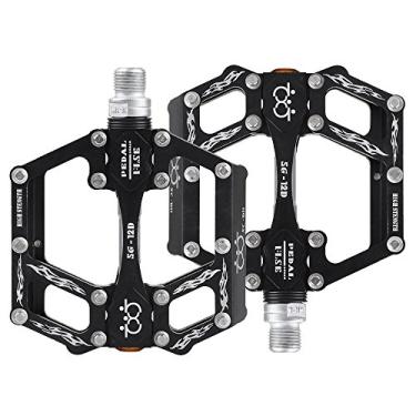 Imagem de MTB/Pedais de bicicleta de estrada Pedais de bicicleta de liga de alumínio Pedais de bicicleta de montanha Plataforma de rolamento selada de 9/16 polegadas para bicicleta BMX MTB (preto1)