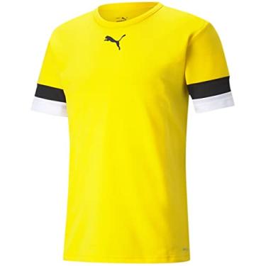 Imagem de Puma - Camiseta masculina Teamrise, cor amarelo cibernético/preto PUMA preto/PUMA branco, tamanho: XX-Grande