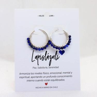 Imagem de Brincos em prata 925 com pedra lápis-lazúli