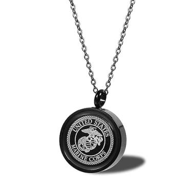 Imagem de Colar de aço inoxidável preto para cremação do Corpo de Fuzileiros Navais, Memorial, Cinzas, Marinha, Força Aérea, Exército, Urnas para Presente com Kit de Enchimento, Aço inoxidável, Sem Pedra
