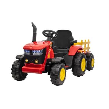 Imagem de Zippy Toys, Trator Elétrico Infantil 12 V com Controle Remoto - Vermelho e Amarelo