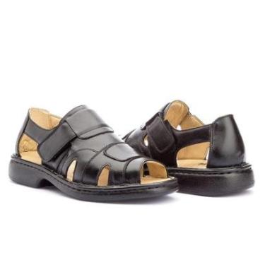 Imagem de Sandalia Masculina em Couro Bovino Legitimo Confort Gel-Masculino