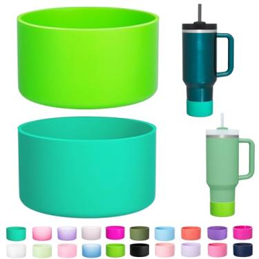 Imagem de LONPARRY - Pacote com 2 botas de silicone para copo Stanley Quencher Adventure de 890 ml, Stanley IceFlow de 890 ml/590 ml, capa protetora antiderrapante para copo Stanley (verde-grama +