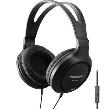 Imagem de Panasonic Fones de ouvido circum-auriculares leves de tamanho completo com microfone e cabo longo - RP-HT161M (preto)