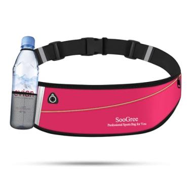 Imagem de SooGree Pochete fina de corrida para mulheres e homens, suporte para garrafa de água, pochete de hidratação, mochila esportiva à prova d'água com faixa refletiva, bolsa de cinto para corrida,