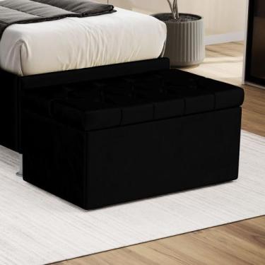 Imagem de Calçadeira Sagitarius 90 Solteiro N-024 Veludo Preto Aradecor, Preto, 