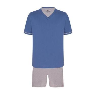 Imagem de Pijama Masculino Curto Lupo (28000-001) 100% Algodão, Azul, GG