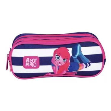 Imagem de Estojo Escolar Infantil Triplo Sestini 065885-00 Anymalu, Azul
