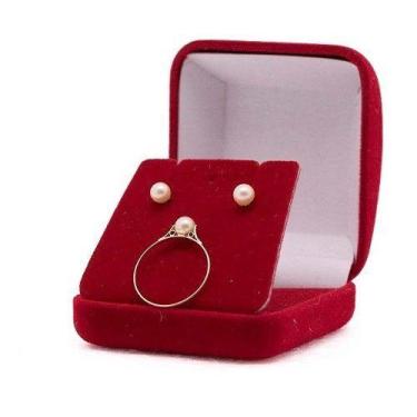 Imagem de Conjunto Anel Pérola 5mm Ouro 18k+ Brinco Pérola 5mm Ouro18k - RD Maga