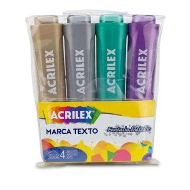 Imagem de Marca Texto Acrilex Fantasia Metallic com 4 Cores