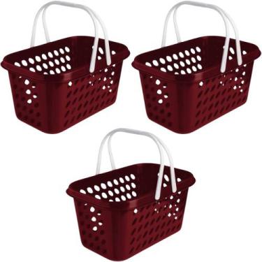 Imagem de Kit 3 Cesta Cestinha Plástica Supermercado Compras 3L c/ Alça Resisten