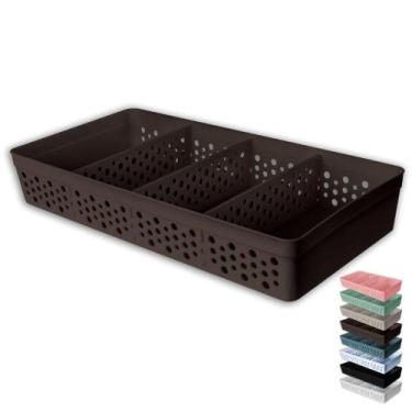 Imagem de Cesto Organizador Armário Gaveta Lavanderia Trama Rattan 33x17 c/ 3 Di