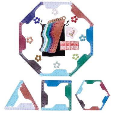 Imagem de WodGod Jokers and Marbles Board Game Pegs 10mm,Pegs Jokers Card Game for 2-8 Player,Wooden Marbles Game Set with 8 Boards,40Marbles,4Decks of Cards,2 Black Storage Bags