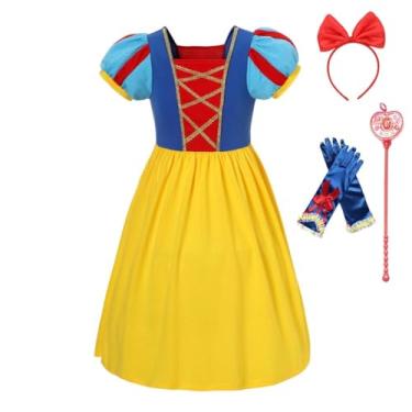 Imagem de Dressy Daisy Roupas de fantasia de princesa para bebês e meninas com acessórios para festa de aniversário de Halloween, Amarelo (vestido com acessórios), 10