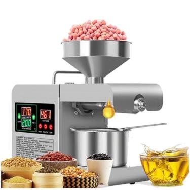Imagem de Prensa de óleo de arranque com um botão, controle digital de temperatura, máquina de extração de óleo de semente de aço inoxidável comercial 820W, ajustável a 40-240 °C, prensagem a quente/frio, com
