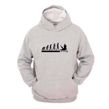 Imagem de Moletom Masculino Canguru Com Capuz Estampa Evolução - Ragor, G, Cinza