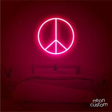 Imagem de luminaria letreiro Neon Led Paz 40x40 luminoso decoração p/ selfie - N