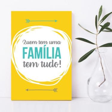 Imagem de Placa Decorativa MDF Frase Familia Amarela 20x30cm - Quartinhos