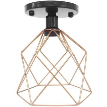 Imagem de Lustre Teto Plafon Industrial Aramado Cálice Retrô Luminária Sobrepor 