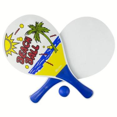 Imagem de Kit 2 Raquetes Frescobol Beach Tennis Praia Piscina Com Bola - Western