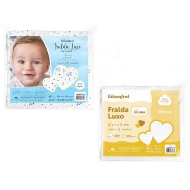 Imagem de Kit 10 Fraldas Fraldinhas De Pano Luxo com Bainha Branca e Estampada A