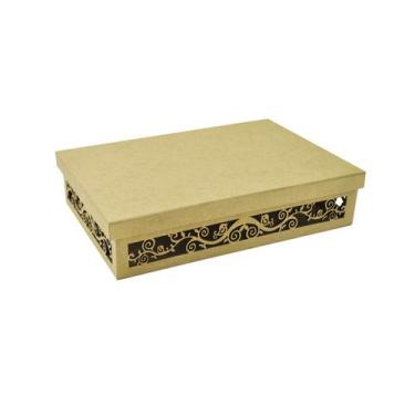 Imagem de Caixa Retangular Tampa Sapato Arabesco Com Passaro M 28x19x6 Mdf Madei