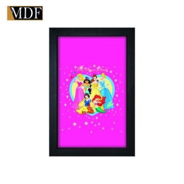 Imagem de Quadro Decorativo Moldura Pintada Gel My Princess Friends 30x20 Mdf Ad
