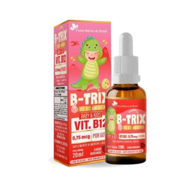 Imagem de Vitamina B12 B TRIX Kids Metilcobalamina Gotas Sabor Morango Flora Nat