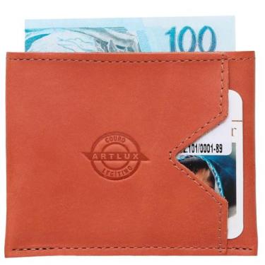 Imagem de Carteira  Slim Porta Cartões e CNH Artlux em Couro 953, Caramelo