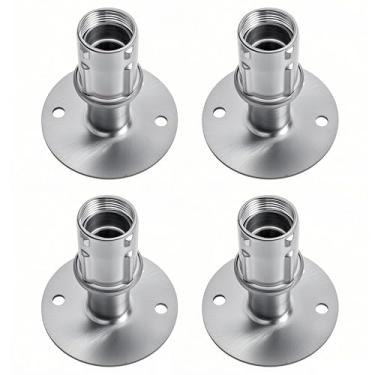 Imagem de Liyufecor 4 peças de pés flangeados ajustáveis de aço inoxidável com flange de 8 cm de diâmetro, pés de mesa de base redonda ajustáveis para suporte de equipamento de pia de mesa de tubulação de
