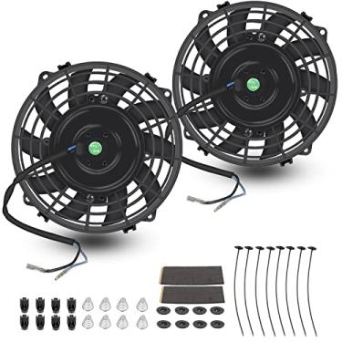 Imagem de FSBCGT 7 Polegada Universal Fino Ventilador Push Pull Radiador Elétrico Ventilador de Refrigeração 12V 80W Kit Montagem Preto Conjunto de 2