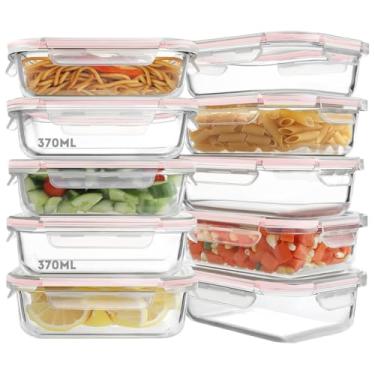 Imagem de KIT 10 Potes de Vidro Retangular com Tampa Hermética 370ml (Transparente)