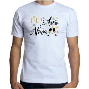 Imagem de Camiseta Adulto Branca Masculina, Feliz Ano Novo - loja dinka, p
